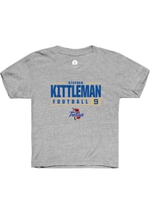 Stephen Kittleman  Rally Tulsa Golden Hurricane Youth Grey NIL Stacked Box Short Sleeve T-Shirt