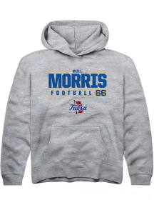 Will Morris  Rally Tulsa Golden Hurricane Youth Grey NIL Stacked Box Long Sleeve Hoodie