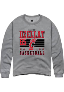 Halvine Dzellat  Rally Cincinnati Bearcats Mens Grey NIL Striped Long Sleeve Crew Sweatshirt