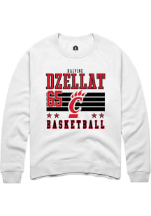 Halvine Dzellat  Rally Cincinnati Bearcats Mens White NIL Striped Long Sleeve Crew Sweatshirt
