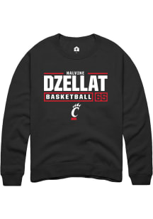 Halvine Dzellat  Rally Cincinnati Bearcats Mens Black NIL Stacked Box Long Sleeve Crew Sweatshirt