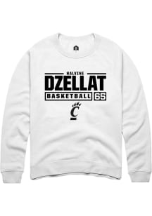 Halvine Dzellat  Rally Cincinnati Bearcats Mens White NIL Stacked Box Long Sleeve Crew Sweatshirt