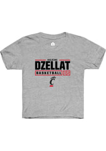 Halvine Dzellat  Rally Cincinnati Bearcats Youth Grey NIL Stacked Box Style Short Sleeve T-Shirt