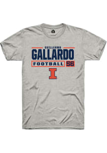 Guillermo Gallardo  Illinois Fighting Illini Ash Rally Football NIL Stacked Box Short Sleeve T Shi..