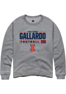 Guillermo Gallardo  Rally Illinois Fighting Illini Mens Graphite Football NIL Stacked Box Long Sle..