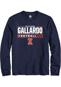 Guillermo Gallardo  Illinois Fighting Illini Navy Blue Rally Football NIL Stacked Box Long Sleeve..