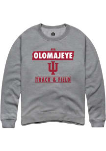 Ava Olomajeye  Rally Indiana Hoosiers Mens Grey NIL Striped Long Sleeve Crew Sweatshirt