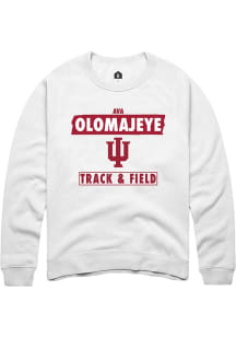 Ava Olomajeye  Rally Indiana Hoosiers Mens White NIL Striped Long Sleeve Crew Sweatshirt