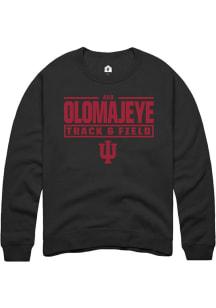 Ava Olomajeye  Rally Indiana Hoosiers Mens Black NIL Stacked Box Long Sleeve Crew Sweatshirt