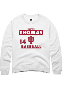 Brayton Thomas  Rally Indiana Hoosiers Mens White NIL Striped Long Sleeve Crew Sweatshirt