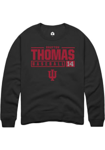 Brayton Thomas  Rally Indiana Hoosiers Mens Black NIL Stacked Box Long Sleeve Crew Sweatshirt