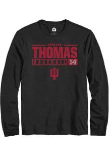 Brayton Thomas  Indiana Hoosiers Black Rally NIL Stacked Box Long Sleeve T Shirt