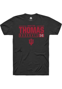 Brayton Thomas  Indiana Hoosiers Black Rally NIL Stacked Box Short Sleeve T Shirt