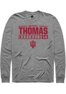 Brayton Thomas  Indiana Hoosiers Graphite Rally NIL Stacked Box Long Sleeve T Shirt