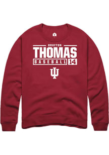 Brayton Thomas  Rally Indiana Hoosiers Mens Cardinal NIL Stacked Box Long Sleeve Crew Sweatshirt