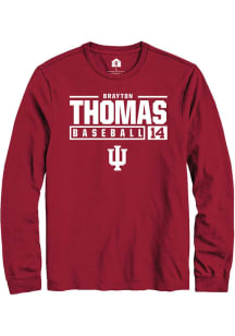 Brayton Thomas  Indiana Hoosiers Cardinal Rally NIL Stacked Box Long Sleeve T Shirt