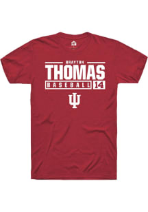 Brayton Thomas  Indiana Hoosiers Cardinal Rally NIL Stacked Box Short Sleeve T Shirt