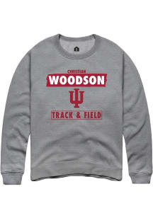 Christian Woodson  Rally Indiana Hoosiers Mens Grey NIL Striped Long Sleeve Crew Sweatshirt