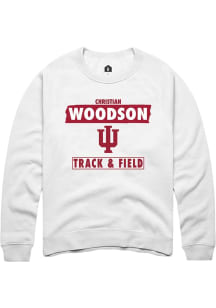 Christian Woodson  Rally Indiana Hoosiers Mens White NIL Striped Long Sleeve Crew Sweatshirt
