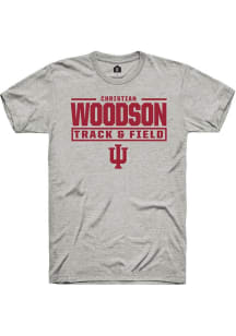 Christian Woodson  Indiana Hoosiers Ash Rally NIL Stacked Box Short Sleeve T Shirt