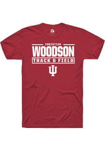 Christian Woodson  Indiana Hoosiers Cardinal Rally NIL Stacked Box Short Sleeve T Shirt