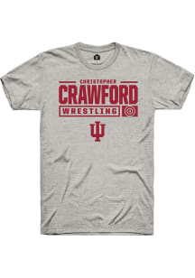 Christopher Crawford  Indiana Hoosiers Ash Rally NIL Stacked Box Short Sleeve T Shirt
