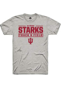 Dezmone Starks  Indiana Hoosiers Ash Rally NIL Stacked Box Short Sleeve T Shirt