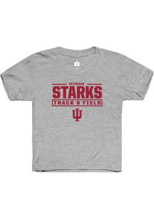 Dezmone Starks  Rally Indiana Hoosiers Youth Grey NIL Stacked Box Short Sleeve T-Shirt