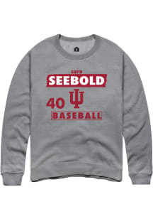 Gavin Seebold  Rally Indiana Hoosiers Mens Grey NIL Striped Long Sleeve Crew Sweatshirt
