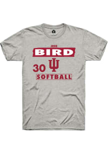 Josie Bird  Indiana Hoosiers Ash Rally NIL Striped Short Sleeve T Shirt