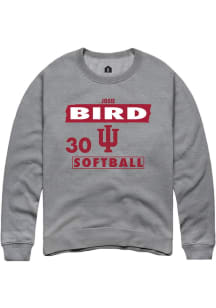 Josie Bird  Rally Indiana Hoosiers Mens Grey NIL Striped Long Sleeve Crew Sweatshirt