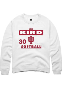 Josie Bird  Rally Indiana Hoosiers Mens White NIL Striped Long Sleeve Crew Sweatshirt