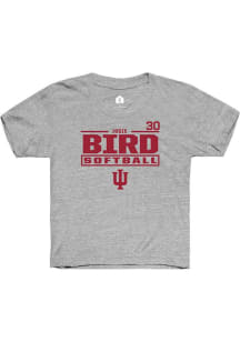 Josie Bird  Rally Indiana Hoosiers Youth Grey NIL Stacked Box Short Sleeve T-Shirt