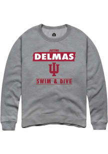 Justine Delmas  Rally Indiana Hoosiers Mens Grey NIL Striped Long Sleeve Crew Sweatshirt