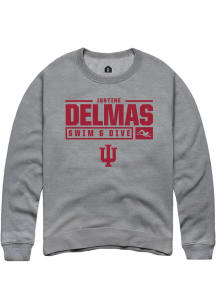 Justine Delmas  Rally Indiana Hoosiers Mens Graphite NIL Stacked Box Long Sleeve Crew Sweatshirt