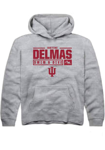 Justine Delmas  Rally Indiana Hoosiers Youth Grey NIL Stacked Box Long Sleeve Hoodie