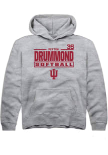 Peyton Drummond  Rally Indiana Hoosiers Youth Grey NIL Stacked Box Long Sleeve Hoodie