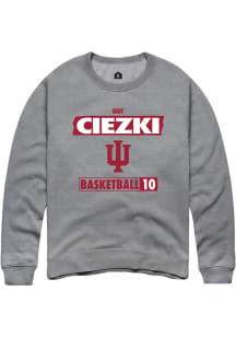 Shay Ciezki  Rally Indiana Hoosiers Mens Grey NIL Striped Long Sleeve Crew Sweatshirt