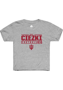 Shay Ciezki  Rally Indiana Hoosiers Youth Grey NIL Stacked Box Design Short Sleeve T-Shirt
