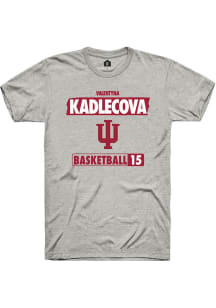 Valentyna Kadlecova  Indiana Hoosiers Ash Rally NIL Striped Short Sleeve T Shirt