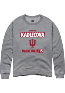 Valentyna Kadlecova  Rally Indiana Hoosiers Mens Grey NIL Striped Long Sleeve Crew Sweatshirt