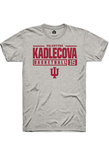 Valentyna Kadlecova  Indiana Hoosiers Ash Rally NIL Stacked Box Short Sleeve T Shirt