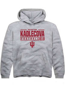 Valentyna Kadlecova  Rally Indiana Hoosiers Youth Grey NIL Stacked Box Graphic Long Sleeve Hoodie