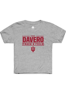 Vince Davero  Rally Indiana Hoosiers Youth Grey NIL Stacked Box Short Sleeve T-Shirt