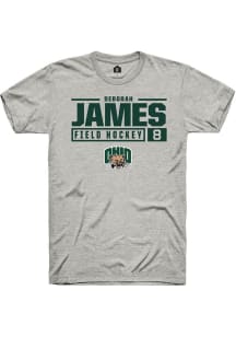 Deborah James  Ohio Bobcats Ash Rally NIL Stacked Box Short Sleeve T Shirt