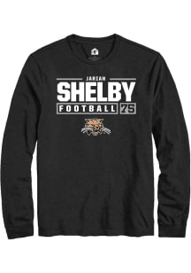 Jarian Shelby  Ohio Bobcats Black Rally Football NIL Stacked Box Long Sleeve T Shirt