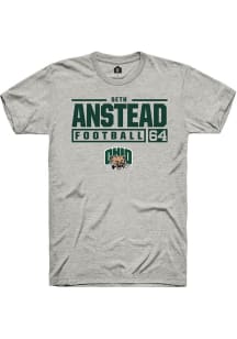 Seth Anstead  Ohio Bobcats Ash Rally Football NIL Stacked Box Short Sleeve T Shirt