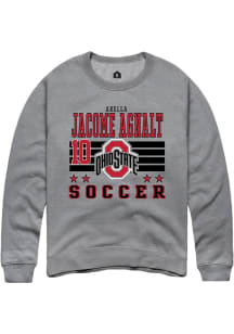 Arella Jacome Agnalt  Rally Ohio State Buckeyes Mens Grey NIL Striped Long Sleeve Crew Sweatshirt