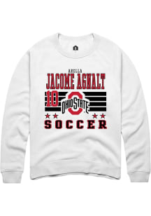 Arella Jacome Agnalt  Rally Ohio State Buckeyes Mens White NIL Striped Long Sleeve Crew Sweatshirt