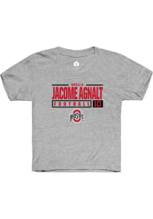 Arella Jacome Agnalt  Rally Ohio State Buckeyes Youth Grey NIL Stacked Box Short Sleeve T-Shirt